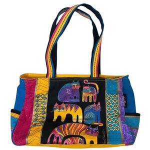 Laurel Burch Fantastic Felines Totem Cat Shoulder Handbag Shopping Travel Color